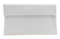 White Faux Croc Envelop Crossbody Clutch Purse with Detachable Chain