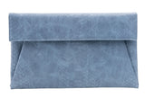 Blue Faux Croc Envelop Crossbody Clutch Purse with Detachable Chain
