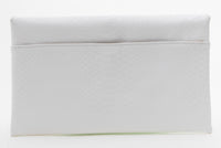 White Faux Croc Envelop Crossbody Clutch Purse with Detachable Chain