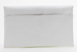 White Faux Croc Envelop Crossbody Clutch Purse with Detachable Chain