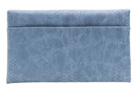 Blue Faux Croc Envelop Crossbody Clutch Purse with Detachable Chain