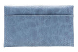 Blue Faux Croc Envelop Crossbody Clutch Purse with Detachable Chain
