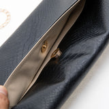Black Faux Croc Envelop Crossbody Clutch Purse with Detachable Chain
