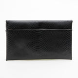 Black Faux Croc Envelop Crossbody Clutch Purse with Detachable Chain
