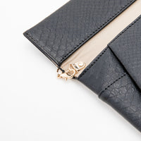 Black Faux Croc Envelop Crossbody Clutch Purse with Detachable Chain