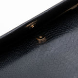 Black Faux Croc Envelop Crossbody Clutch Purse with Detachable Chain