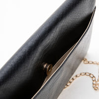 Black Faux Croc Envelop Crossbody Clutch Purse with Detachable Chain