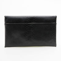 Black Faux Croc Envelop Crossbody Clutch Purse with Detachable Chain